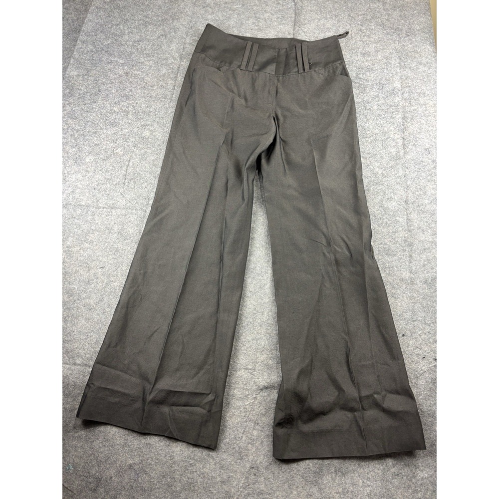Antonio Melani Womens 6 Brown Dress Pants Wide Flare Bootcut Leg Silk Classy VTG